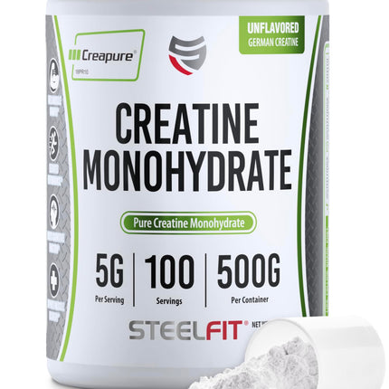 SteelFit Creapure Creatine Monohydrate Powder - Unflavored, German Micronized Creatine