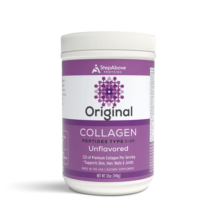 Step Above Proteins Original Collagen Peptides - 12 oz, 100% Natural Bovine Hydrolyzed Type I-III