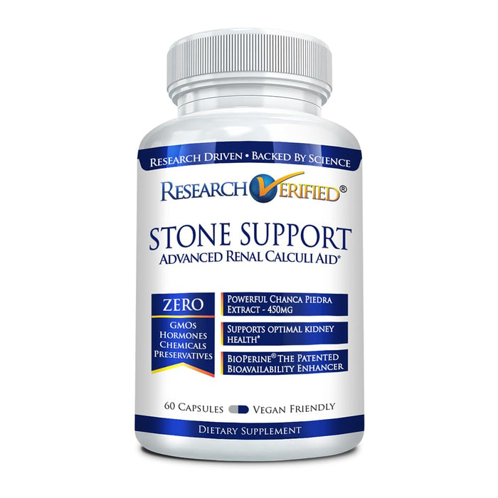 Research Verified Stone Support - Kidney Stone Defense | Chanca Piedra, Crataeva Nurvala, BioPerine | Vegan - 60 Capsules