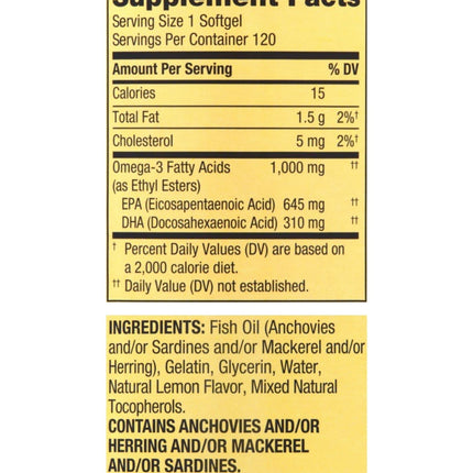 STS Home Spring Valley Omega-3 1000 mg Fish Oil Soft Gels – 120 Count