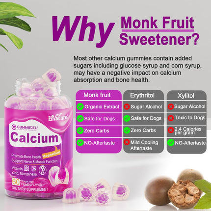 Sugar Free Calcium Citrate Gummies 1000mg – Vegan D3/K2 (60 ct)