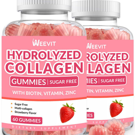 Sugar Free Collagen Gummies for Women – Multi-Collagen I II III V X + Biotin & Vitamins
