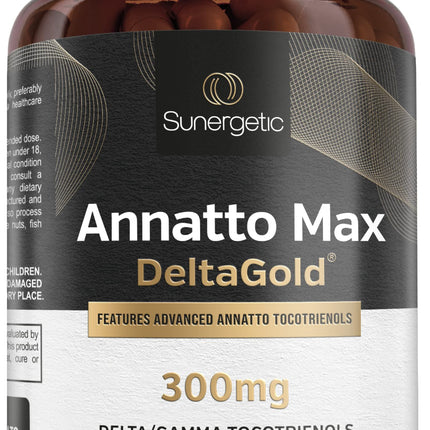 Sunergetic Premium Annatto Tocotrienol 300 mg with DeltaGold — Delta+Gamma Tocotrienols, 60 Liquid Capsules