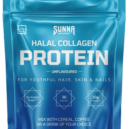 SUNNA SUPPLEMENTS Grass-Fed Halal Collagen Powder – Type I & III Peptides for Hair, Skin, Nails & Joints | Unflavored