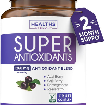 Super Antioxidants Supplement for Women & Men – High Potency Vegan (120 Capsules)