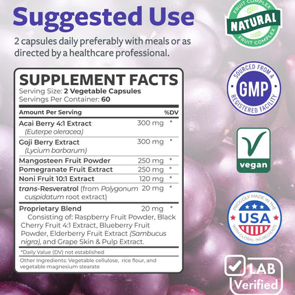 Super Antioxidants Supplement for Women & Men – High Potency Vegan (120 Capsules)