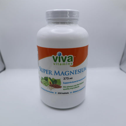 Super Magnesium Supplement – 5-Form Chelated Magnesium | Bone, Muscle & Nerve Support | Vegan & Non-GMO | 250 Tabs