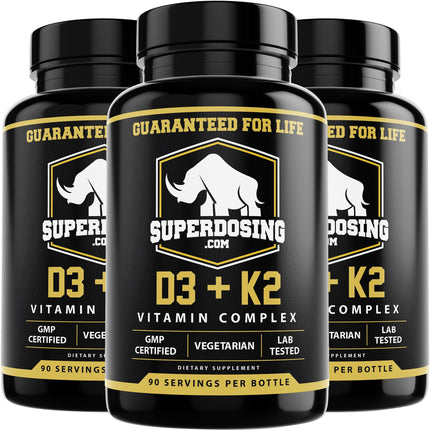 SuperDosing D3K2 10,000 IU + 1,500 mcg MK-4 | 3 Bottle Pack