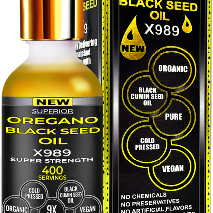 SUPERIOR FULVIC HUMIC X935 – Oil of Oregano with Black Seed Oil Drops, 400 Servings, 2-in-1 Organic Liquid