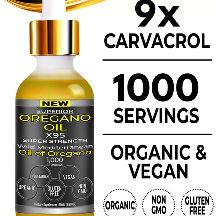 Superior Fulvic Humic X935 Organic Oregano Oil Drops – 1,000 Servings, 12-Month Supply