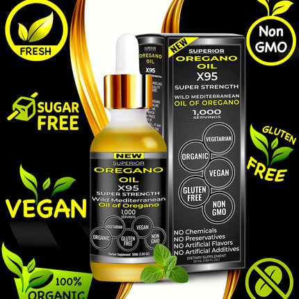 Superior Fulvic Humic X935 Organic Oregano Oil Drops – 1,000 Servings, 12-Month Supply