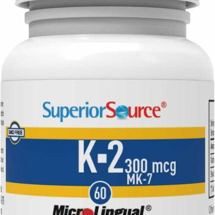 Superior Source Vitamin K2 MK-7 300 mcg - Sublingual 60 Tablets | Bone & Heart Health, Bariatric-Friendly