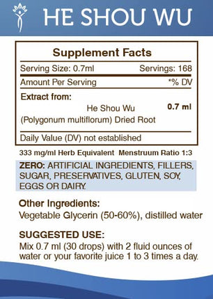 He Shou Wu Tincture Alcohol-Free Extract | Fo-TI Root (4 oz)