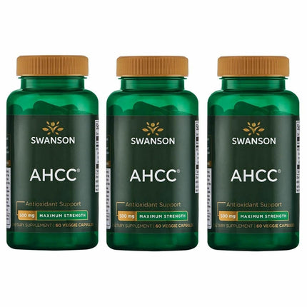 Swanson AHCC Maximum Strength – Immune & Liver Support – 60 Veggie Capsules 500mg (3 Pack)