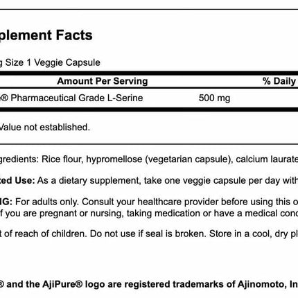 Swanson Ajipure L-Serine – Brain Health & Nervous System Support – 60 Veggie Capsules, 500mg Each (3 Pack)