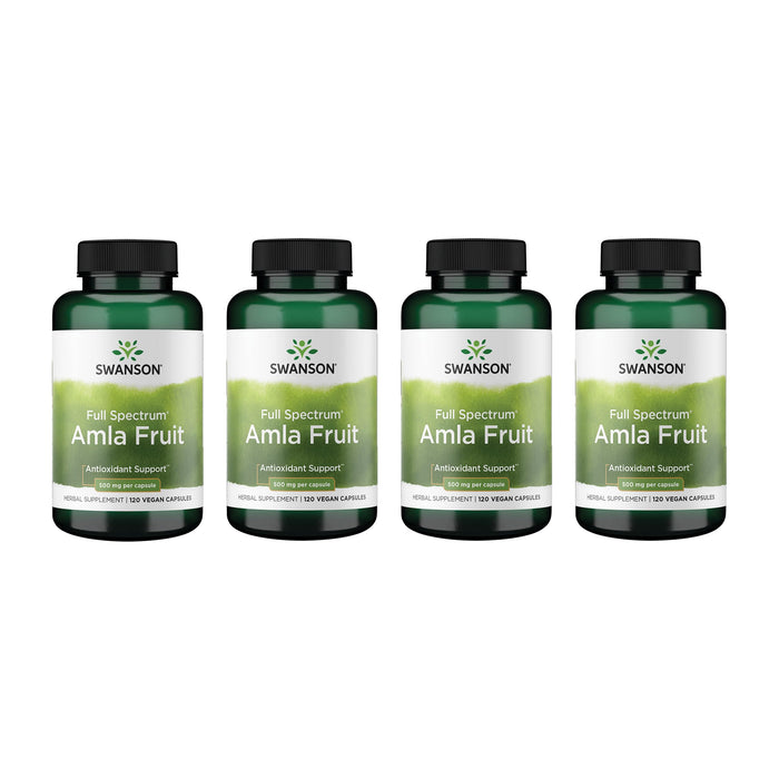 Swanson Full Spectrum Amla Fruit - Ayurvedic Indian Gooseberry Supplement, 120 Capsules (500 mg) - 4 Pack