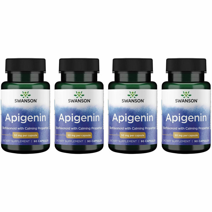 Swanson Apigenin-Bioflavonoid Supplement — Prostate & Sleep Support, 90 Caps, 50 mg Each (4 Pack)