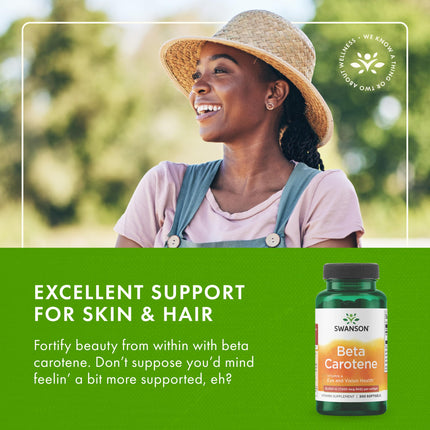 Swanson Beta-Carotene Vitamin A 25000 IU - 300 Softgels (3 Pack) | Eye, Skin & Immune Support