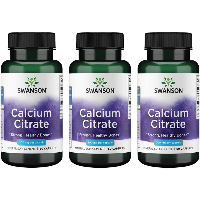 Swanson Calcium Citrate 200 mg 60 Caps (3 Pack)