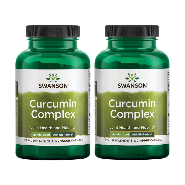 Swanson Curcumin Complex with BioPerine — Joint Health & Mobility Support (120 Veggie Capsules) 2-Pack