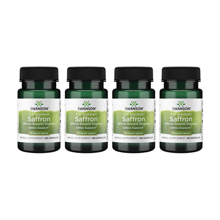 Swanson Full Spectrum Saffron – Whole Ground Stigmas, 60 Veggie Capsules, 4 Pack