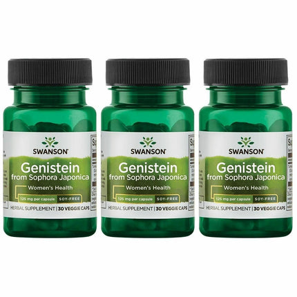 Swanson Soy-Free Genistein — Plant-Based Women’s Wellness Supplement (60 Veggie Capsules, 125 mg) 3 Pack