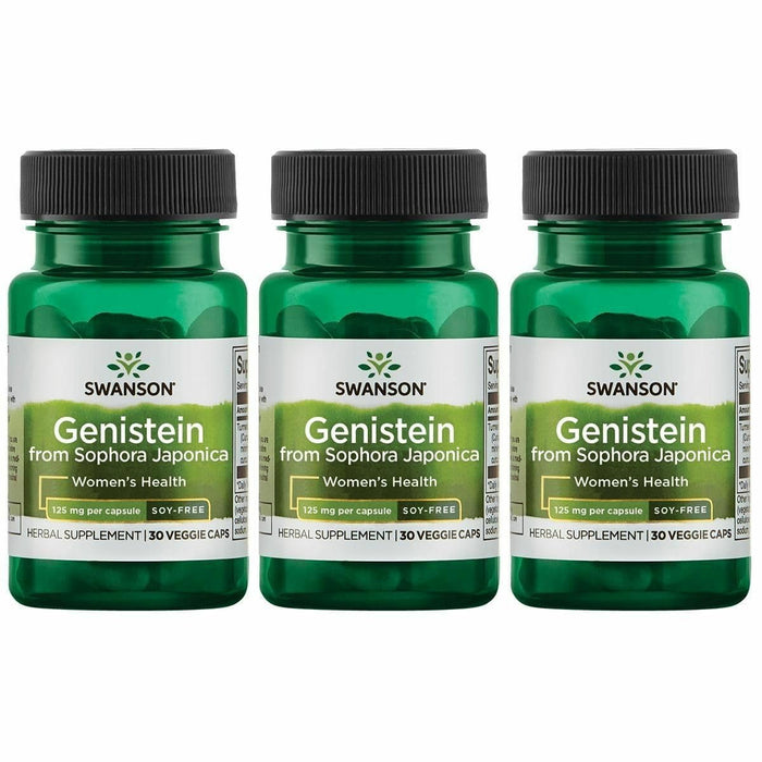 Swanson Soy-Free Genistein — Plant-Based Women’s Wellness Supplement (60 Veggie Capsules, 125 mg) 3 Pack