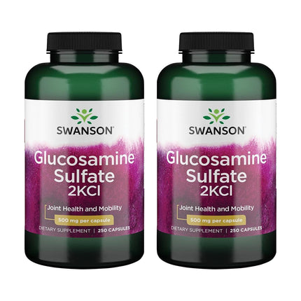 Swanson Glucosamine Sulfate 2Kcl 500 Milligrams 250 Capsules (2 Pack) - Joint Support