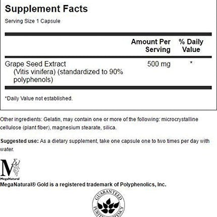 Swanson Grape Seed Extract - Standardized 9% Polyphenols, 500mg | 60 Caps