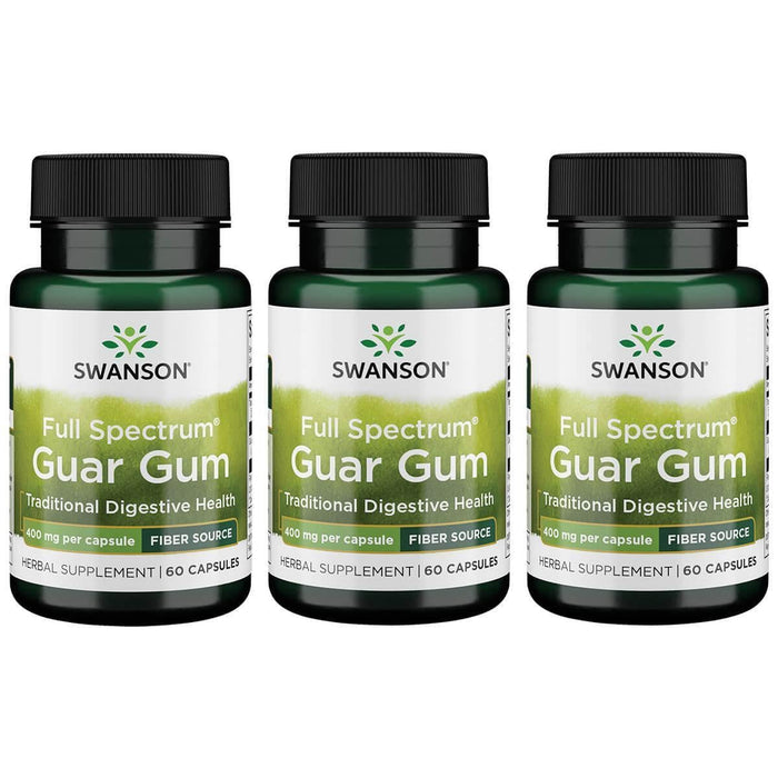 Swanson Full Spectrum Guar Gum 400 mg – 60 Caps (3 Pack) | Plant-Based Fiber