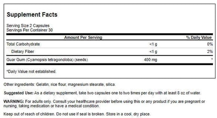 Swanson Full Spectrum Guar Gum 400 mg – 60 Caps (3 Pack) | Plant-Based Fiber