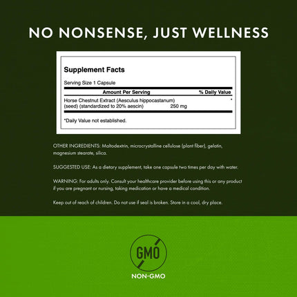 Swanson Horse Chestnut 22% Aescin - 250 mg, 120 Caps (2 Pack)