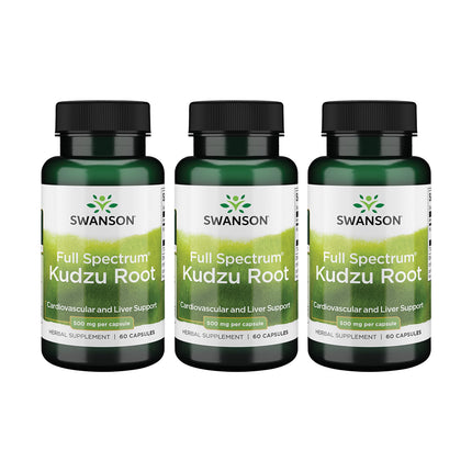 Swanson Full Spectrum Kudzu Root – Heart & Liver Health Support (60 Capsules, 500mg) – 3 Pack