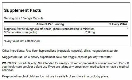 Swanson Magnolia Bark Herbal Supplement – Nervous System & Digestive Support (30 Veggie Capsules, 200mg) 4 Pack
