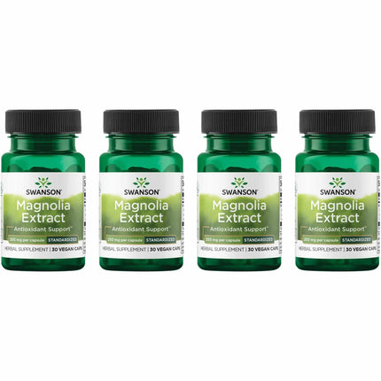 Swanson Magnolia Bark Herbal Supplement – Nervous System & Digestive Support (30 Veggie Capsules, 200mg) 4 Pack