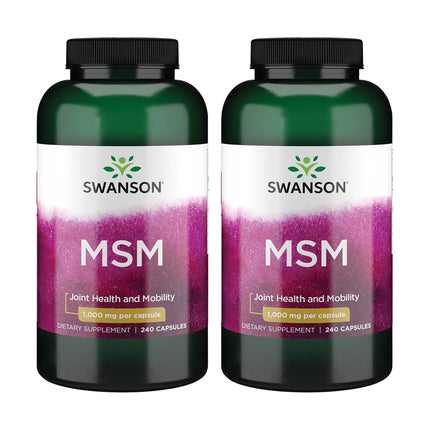 Swanson MSM 1000mg 240 Capsules - Joint Health & Mobility (2 Pack)