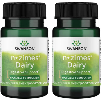 Swanson n-zimes Dairy Enzyme 90 Veg Capsules (2 Pack) - Digestive Support