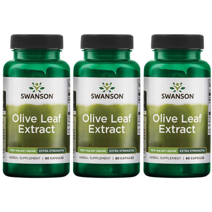 Swanson Olive Leaf Extract Capsules - 20% Oleuropein, 750mg (60 capsules) 3 Pack