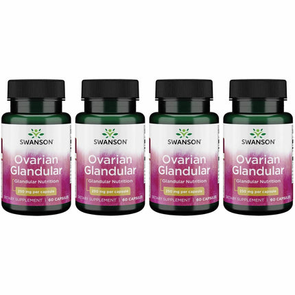 Swanson Ovarian Glandular - Natural Women's Health & Balance Support | 60 Capsules (250 mg) - 4 Pack