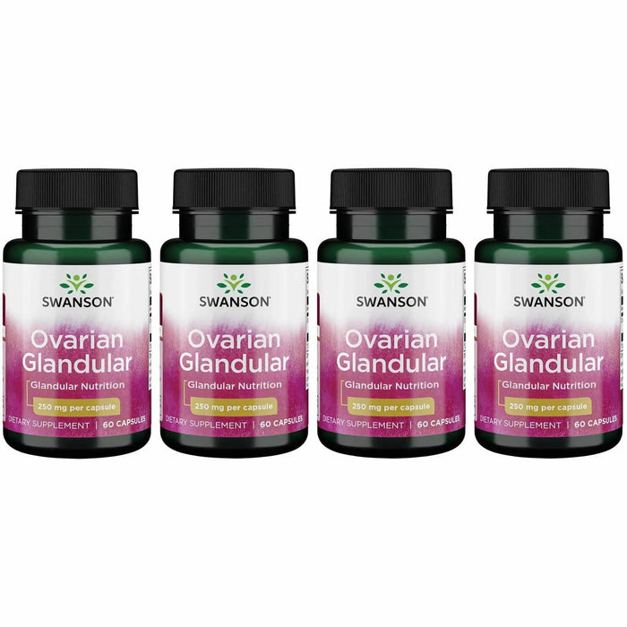 Swanson Ovarian Glandular - Natural Women's Health & Balance Support | 60 Capsules (250 mg) - 4 Pack