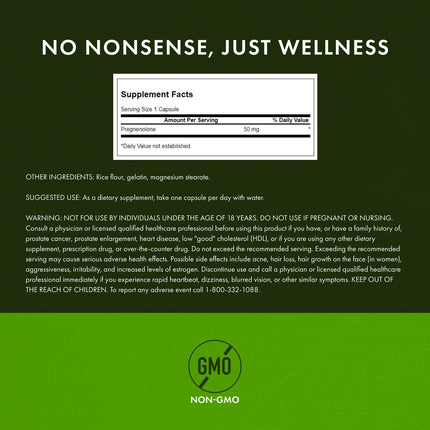 Swanson Pregnenolone – Super Strength 50 mg, 60 Caps (3 Pack)