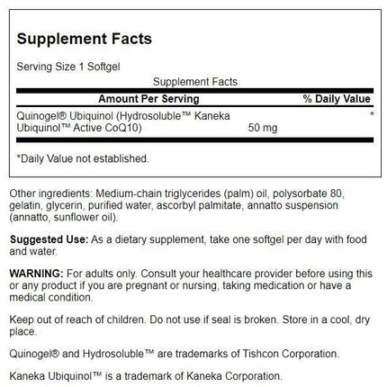 Swanson Quinogel (Hydrosoluble Ubiquinol Coq10) 50 Milligrams 30 Sgels (Pack of 2) | Swanson Health