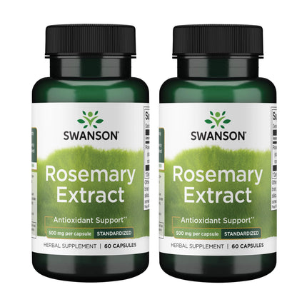 Swanson Rosemary Extract - Standardized 500 mg (60 Caps) - 2 Pack