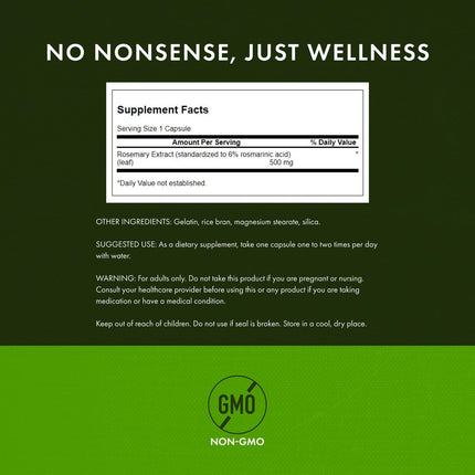 Swanson Rosemary Extract - Standardized 500 mg (60 Caps) - 2 Pack