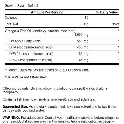 Swanson Super DPA Fish Oil 1000 mg – 60 Softgels (4 Pack)
