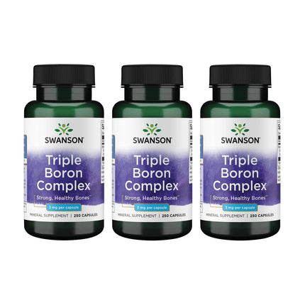 Swanson Triple Boron Complex – Natural Bone Health & Joint Support (250 Capsules) 3 Pack