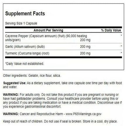 Swanson Full Spectrum Turmeric Garlic & Cayenne 60 Capsules (3 Pack) | Cardiovascular Support