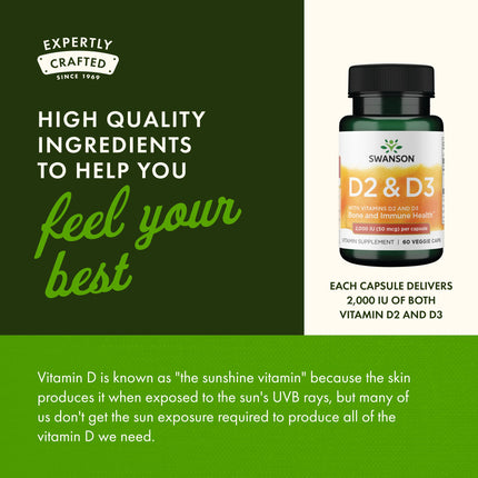 Swanson Vitamin D Complex with D2 & D3 - 50 mcg, 60 Veggie Caps