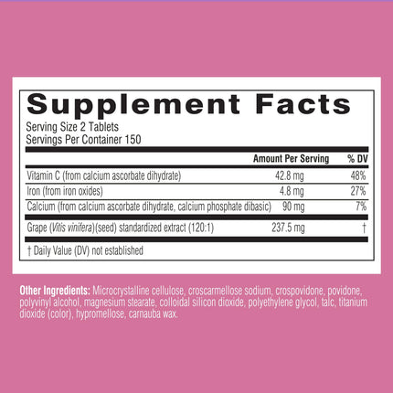 Swisse Grape Seed Extract Capsules – Antioxidant Herbal Supplement with Grapeseed Polyphenols & Vitamin C | Skin Health & Collagen Support | 300 Tablets
