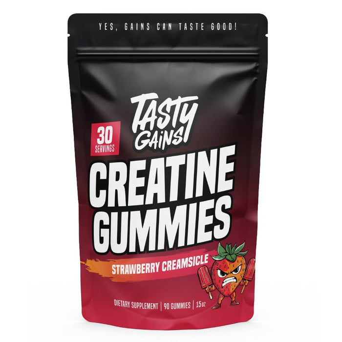 TASTY GAINS Creatine Gummies – 90g, 1g Monohydrate per Gummy, Made in USA